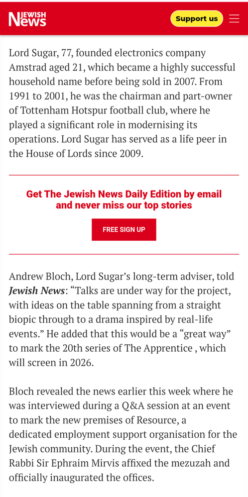 Jewish News Alan Sugar 2
